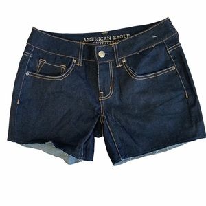 American Eagle dark wash high waist jean shorts